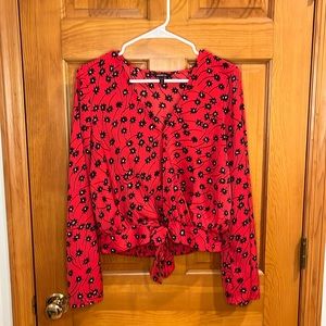 Express Red and Black Boho Chic Blouse - M